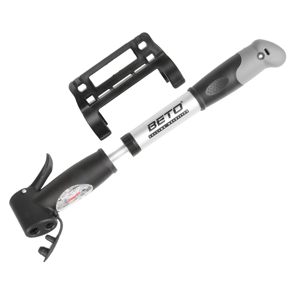 BETO ALLOY MINI PUMP + GAUGE - SILVER/BLACK (470304)