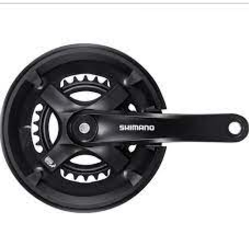 TY501 46/30 170mm 7/8-Spd CHAINSET - BLACK with CHAINGUARD