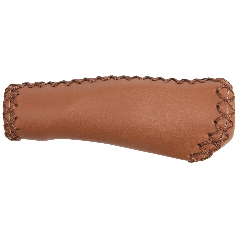 M-WAVE HANDLEBAR GRIPS - BROWN LEATHER - HAND STITCHED