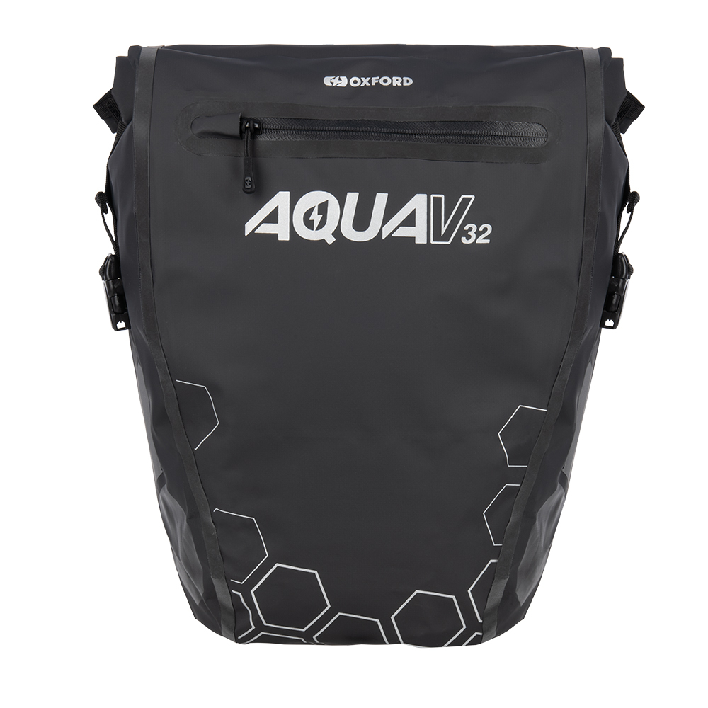 OXFORD AQUA V 32 DOUBLE Q/R PANNIER - WATERPROOF - BLACK (OL