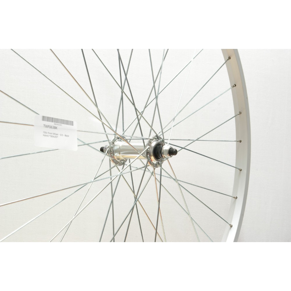 700C BLACK HYBRID  FRONT WHEEL SOLID AXLE (TWF063BK)