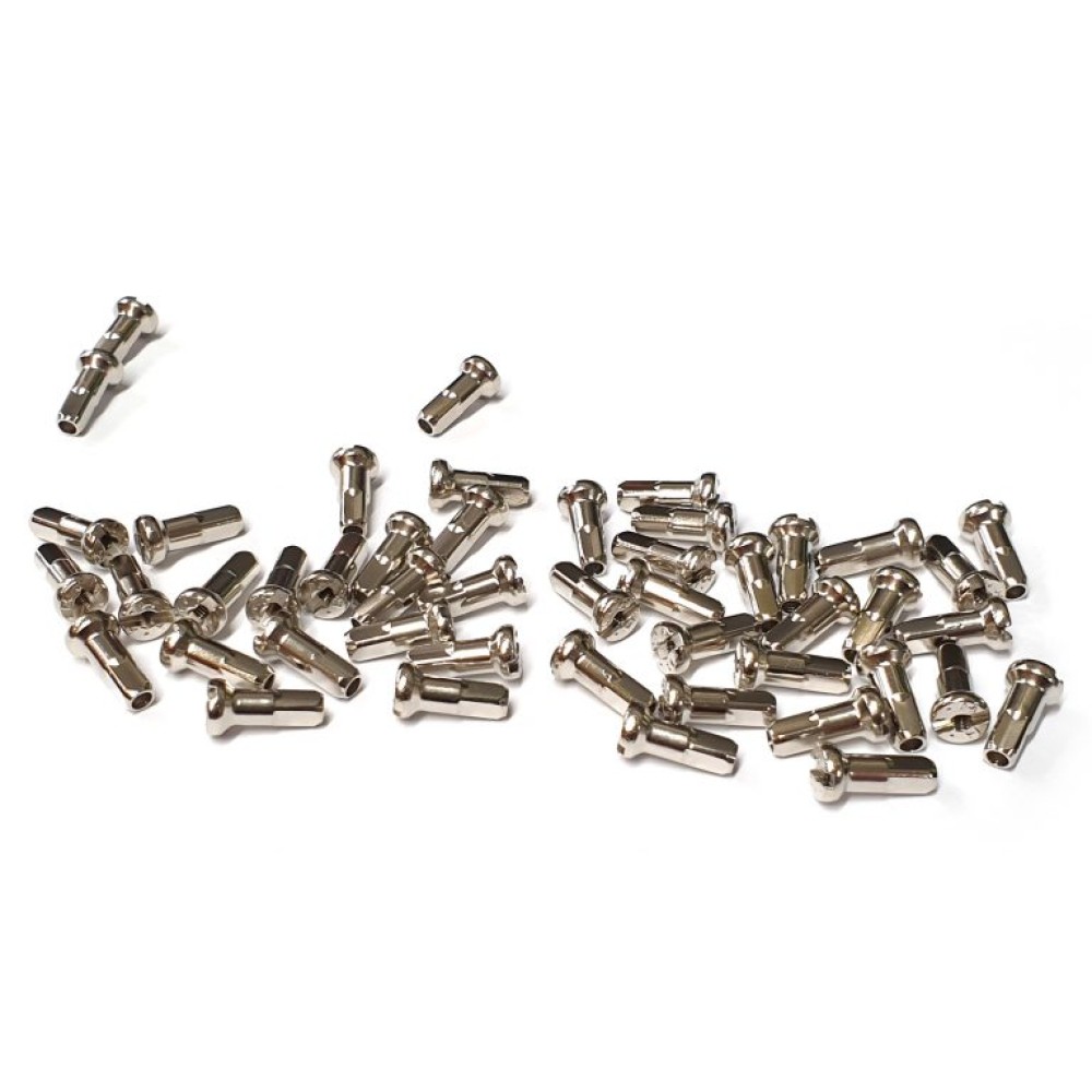 12mm 14G BRASS SPOKES NIPPLES - SILVER (Pk 50)