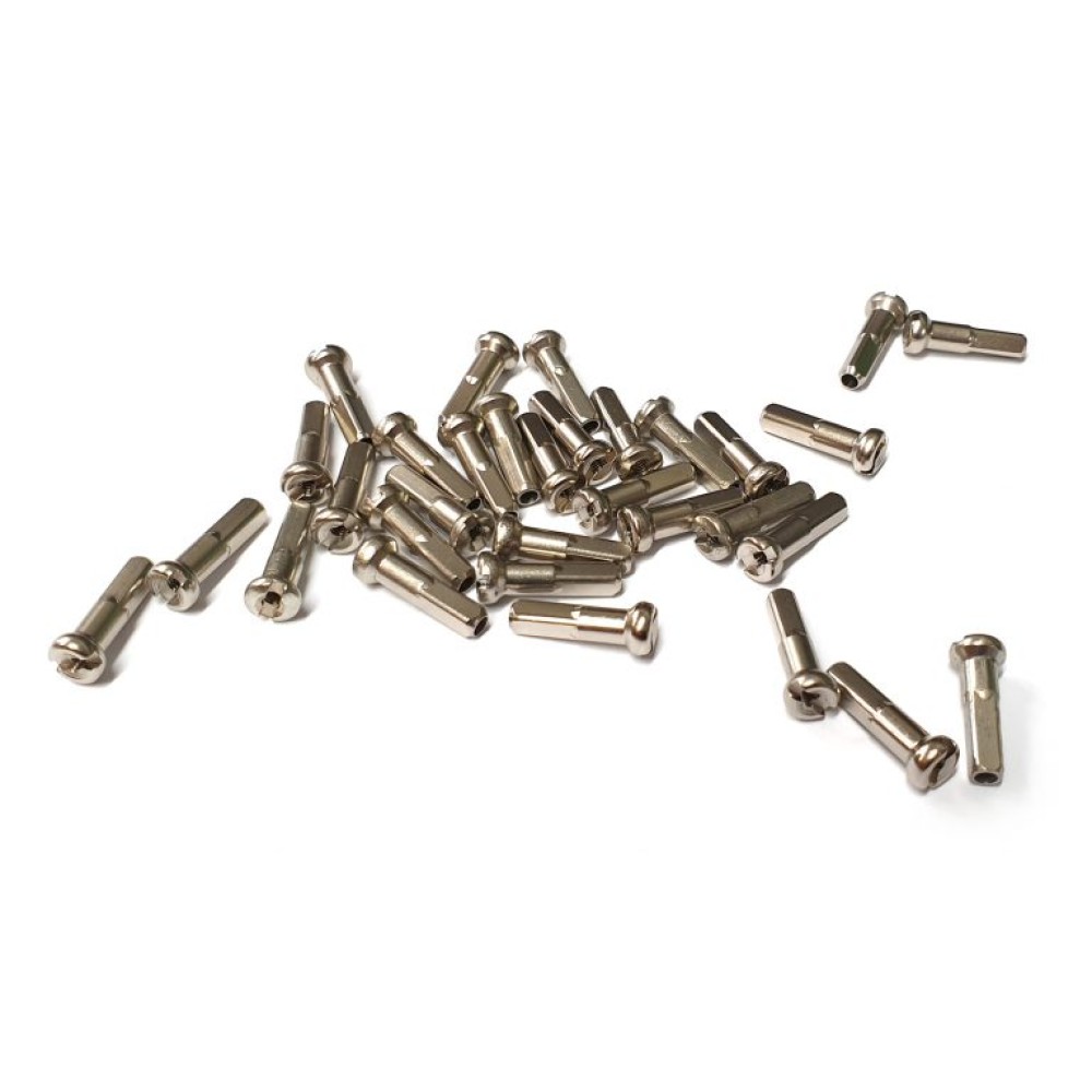 16mm 14G BRASS SPOKES NIPPLES - SILVER (Pk 50)