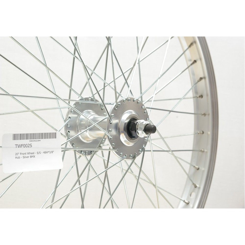 BMX 20 x 1.75  FRONT 48 SPOKE WHEEL 3/8 AXLE SILVER (TWF002S