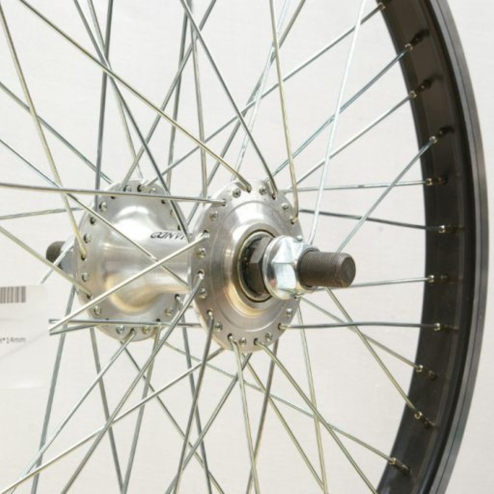 BMX 20 FRONT 48 SPOKE WHEEL 14mm AXLE BLACK (TWF0214BK)