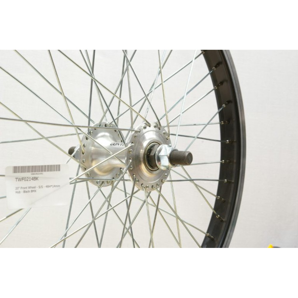 BMX 20 FRONT 48 SPOKE WHEEL 14mm AXLE BLACK (TWF0214BK)