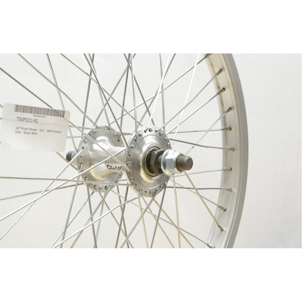 BMX 20 FRONT 48 SPOKE WHEEL 14mm AXLE SILVER (TWF0214S)