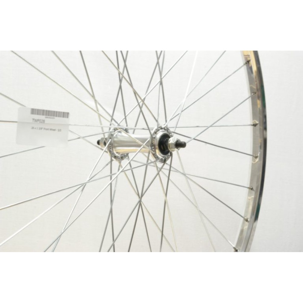 26 x 1 3/8 SILVER ALLOY  FRONT WHEEL A.H (37-590) (TWF028)