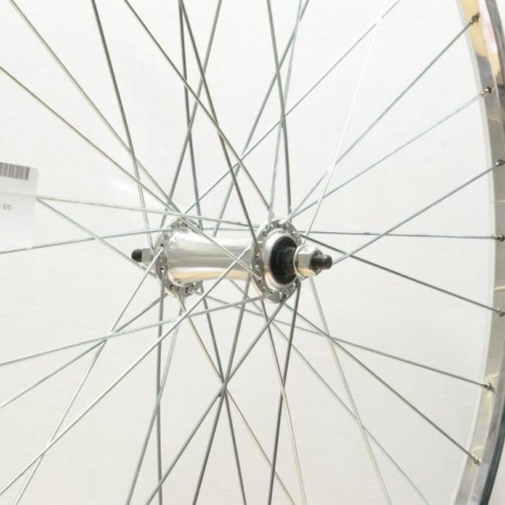 27 x 1 1/4 SILVER ALLOY FRONT WHEEL A.H (32-630) (TWF055POL)