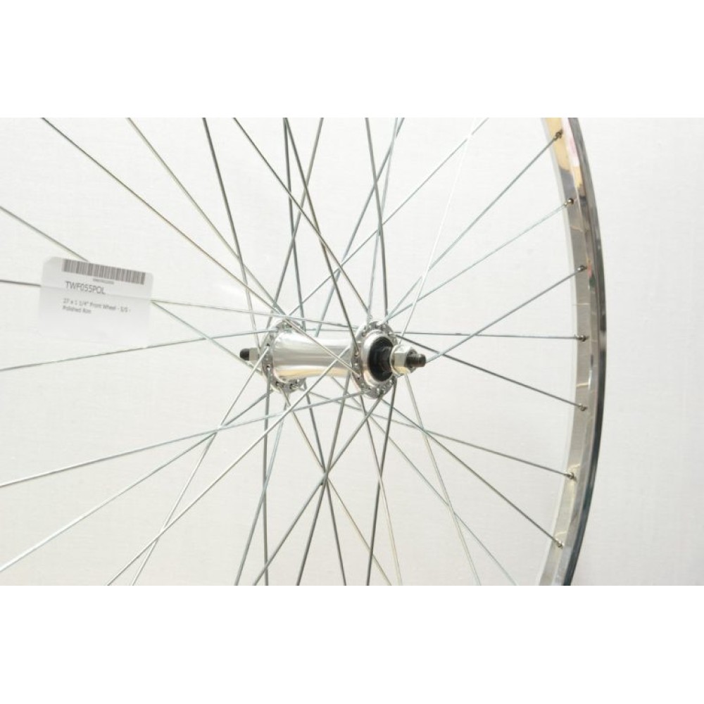 27 x 1 1/4 SILVER ALLOY FRONT WHEEL A.H (32-630) (TWF055POL)