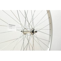 700C SILVER HYBRID FRONT WHEEL SOLID AXLE (TWF063)