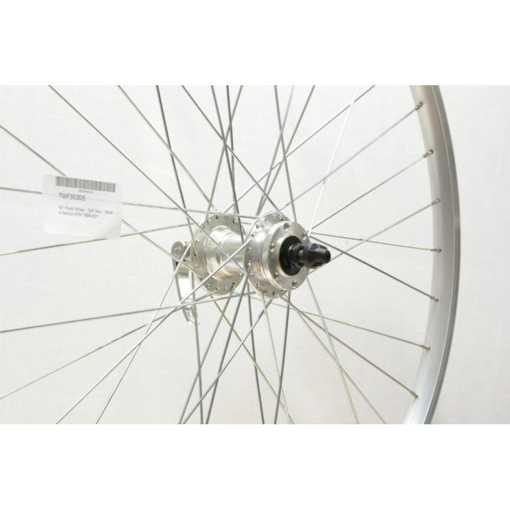 26 x 1.75 SILVER DOUBLE WALL DISC FRONT WHEEL QR (TWF303DS)