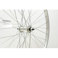 26 x 1.75 SILVER ALLOY FRONT WHEEL SOLID AXLE (TWF942)