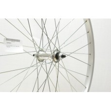 26 x 1.75 SILVER ALLOY FRONT WHEEL SOLID AXLE (TWF942)