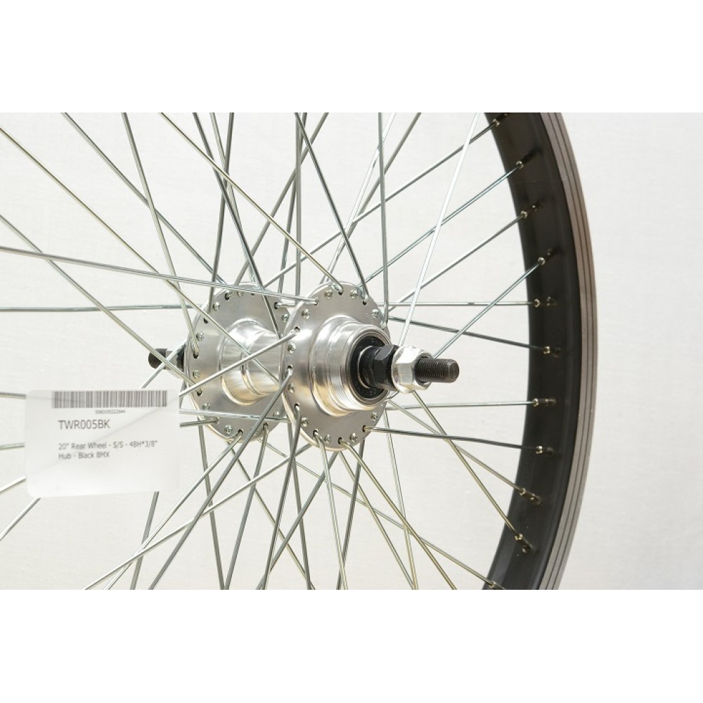 BMX 20 x 1.75 REAR 48 SPOKE WHEEL 3/8 AXLE BLACK (TWR005BK)