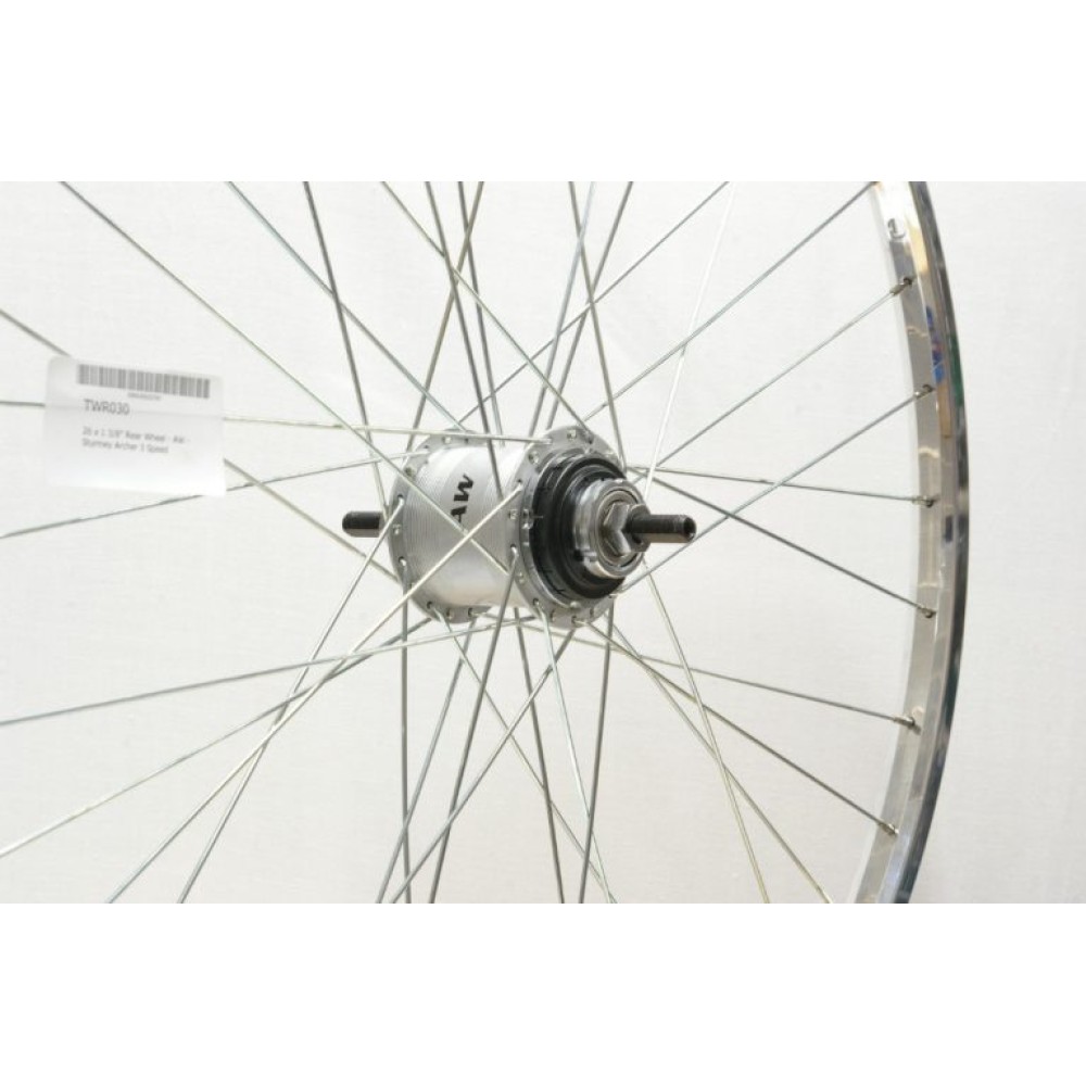 26 x 1 3/8 SILVER S/A 3-Spd  ALLOY WHEEL+FITTINGS (37-590) (