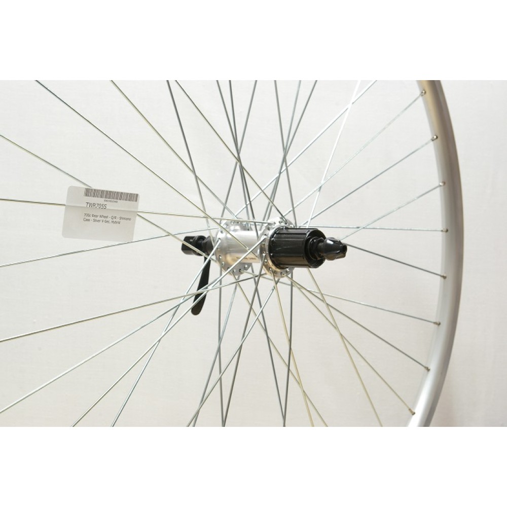 700C HYBRID DOUBLE WALL SILVER 8/10-SPD CASSETTE WHEEL QR (T