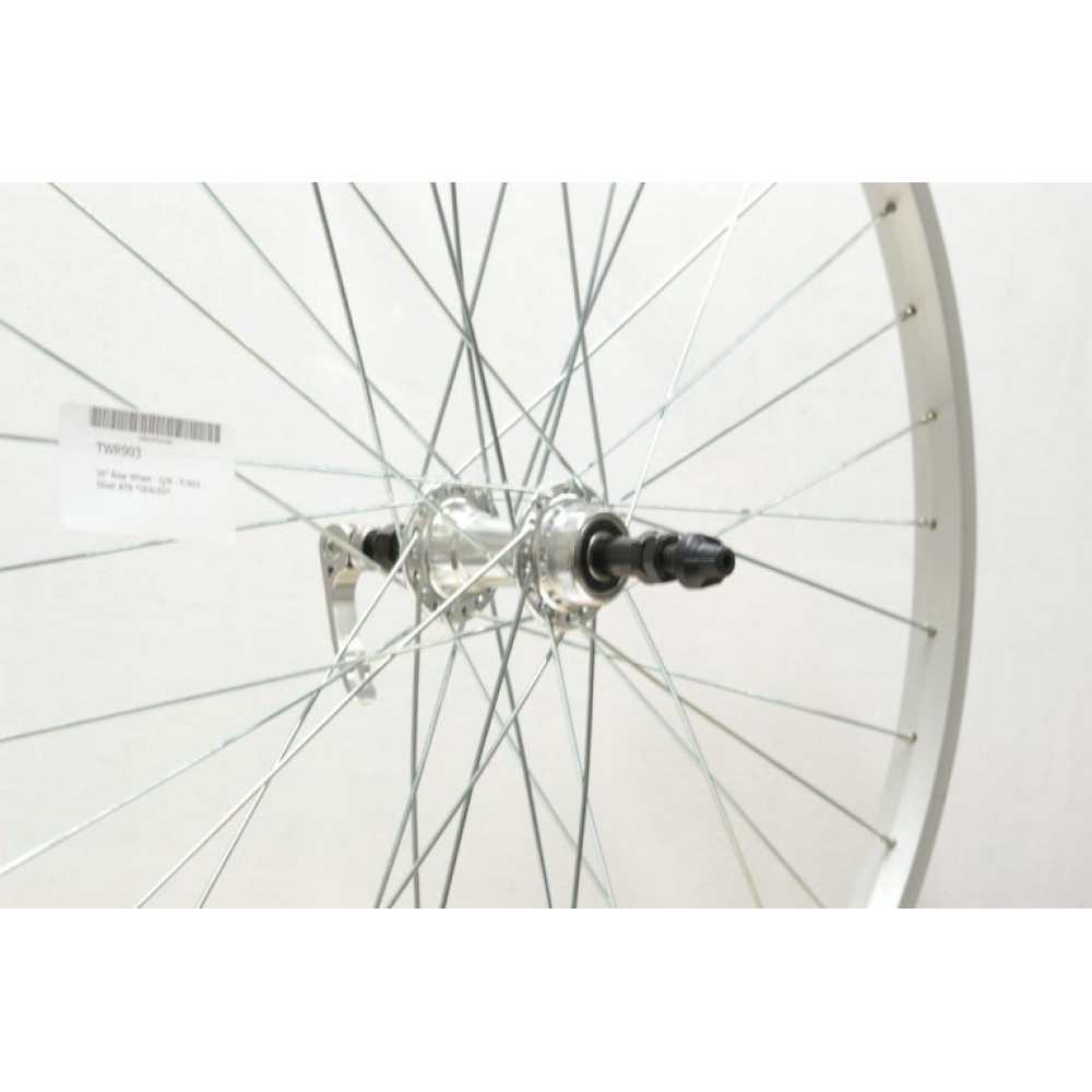 26 x 1.75 SILVER ALLOY REAR WHEEL GS QR SINGLE WALL (TWR903)