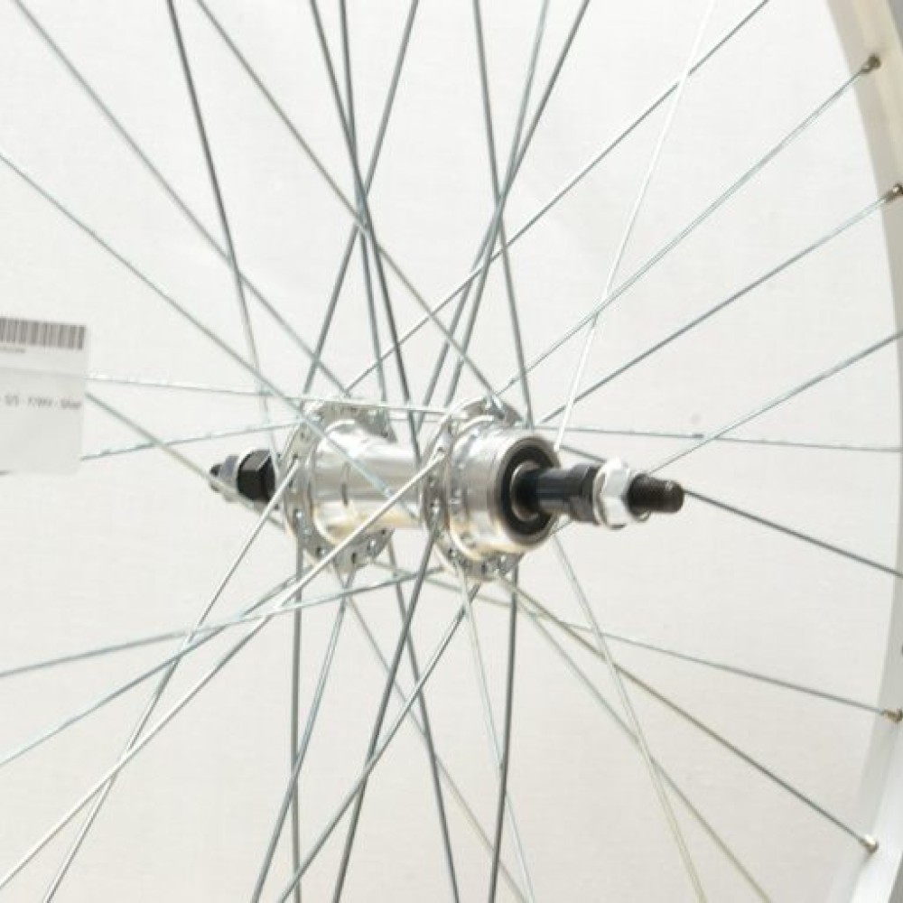 26 x 1.75 SILVER ALLOY REAR WHEEL GS SOLID AXLE (TWR943)