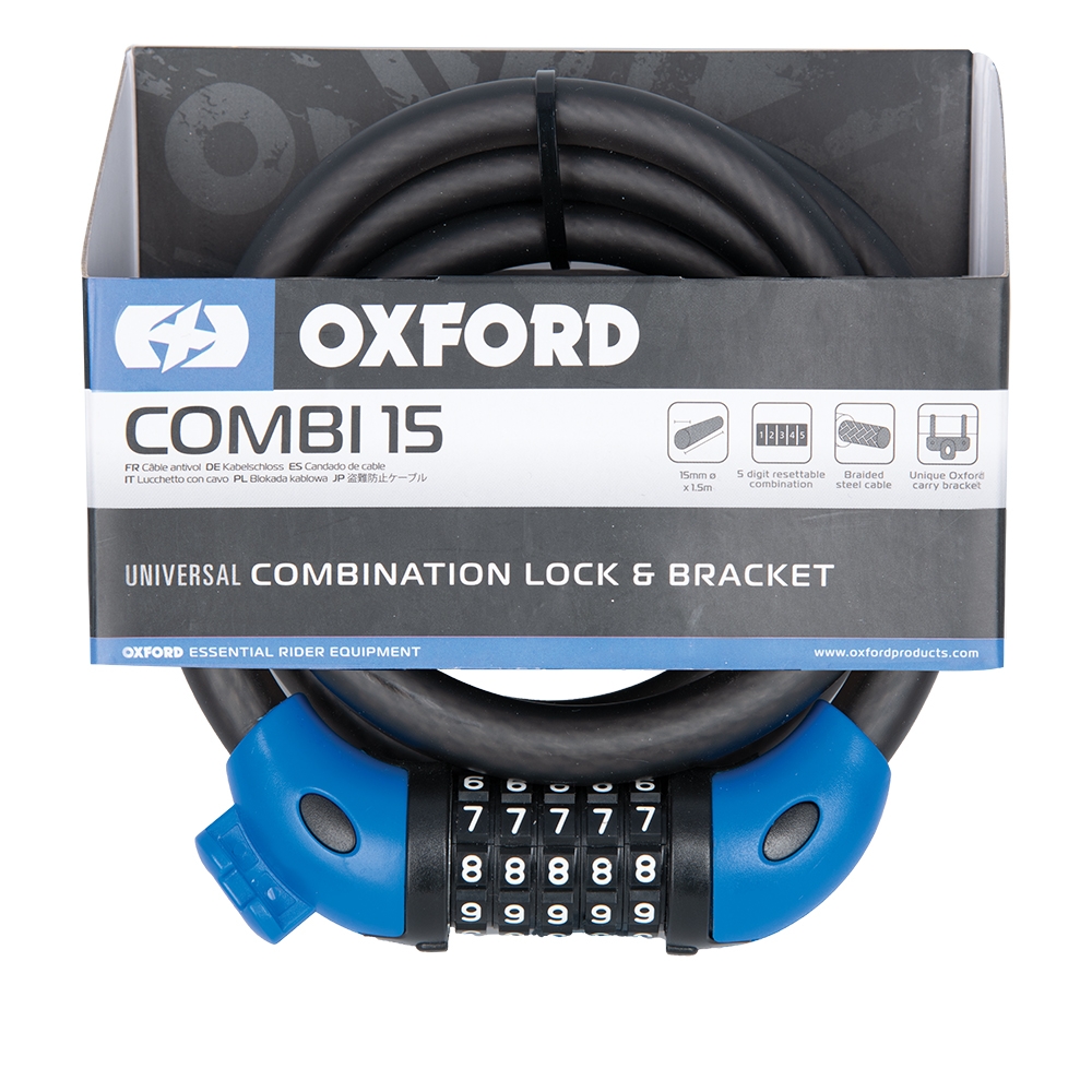 OXFORD COMBI-15 5D CABLE LOCK - 15mm x 1500mm - SMOKE (LK235