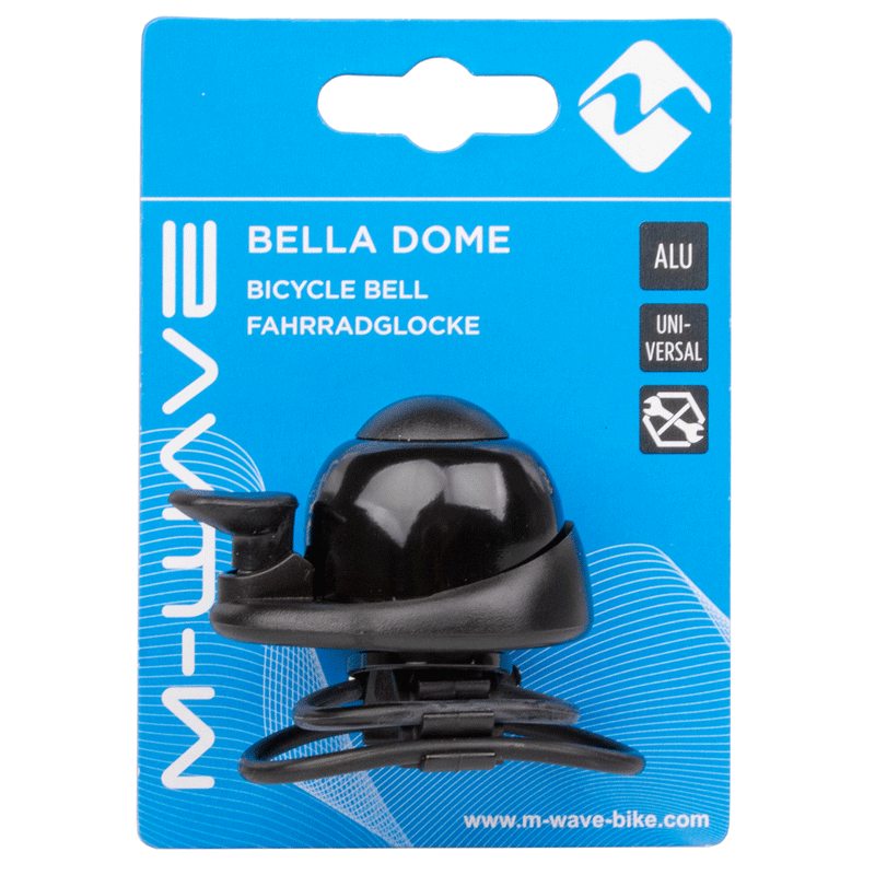 M-WAVE MINI DOME BLACK BELL WITH RUBBER BAND BRACKET